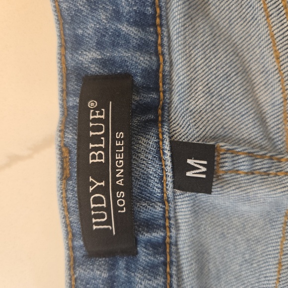 Judy Blue Lemon Patch Stretch Distressed Denim Shorts Blue Medium - Picture 7 of 8